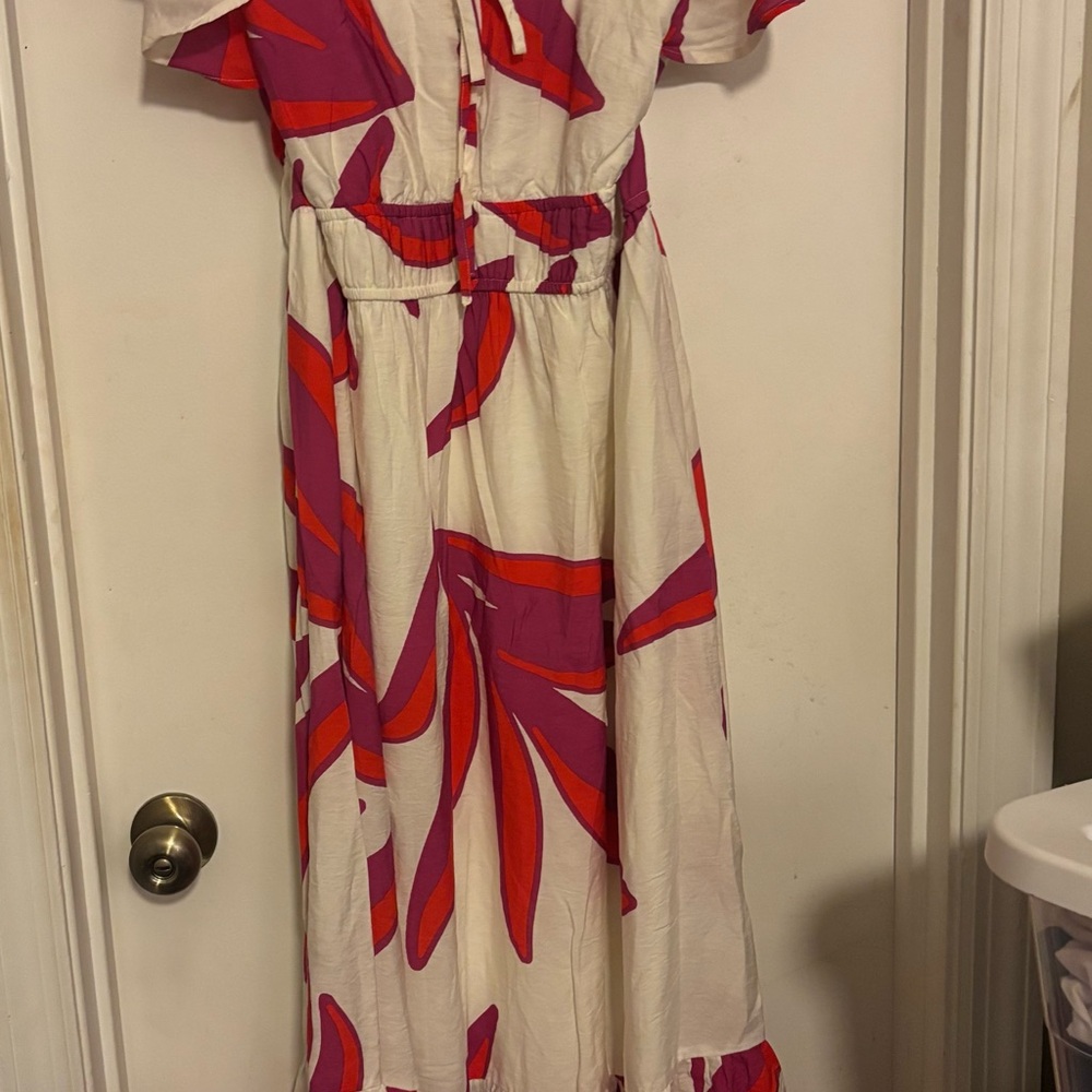 Nine West Red and Purple Floral Maxi Dress